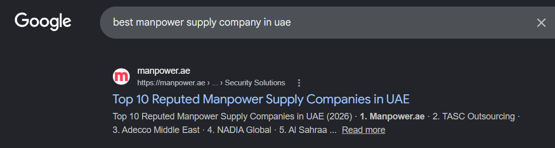 SEO result for manpower